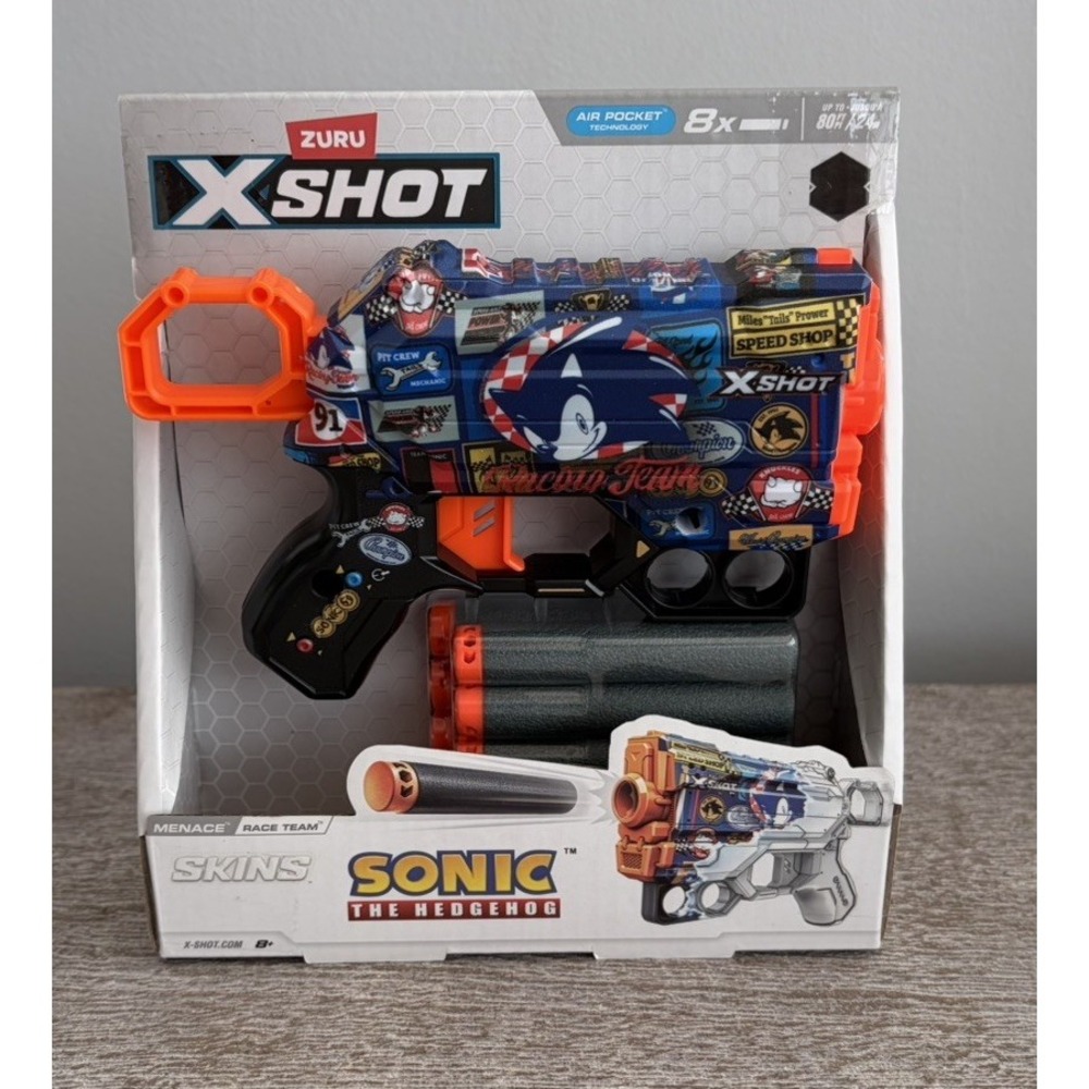 Zuru X-Shot Menace Skins Dart Gun Sonic The Hedgehog Race Team